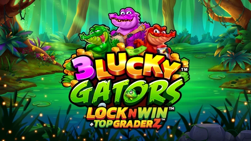 3 Lucky Gators slot game thumbnail by PearFiction Studios