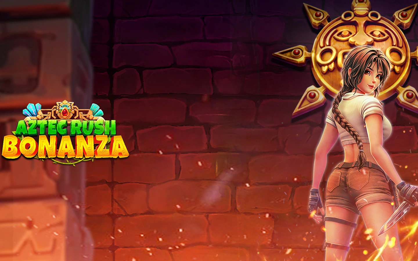 Aztec Rush Bonanza slot game background artwork by KingMidas Games