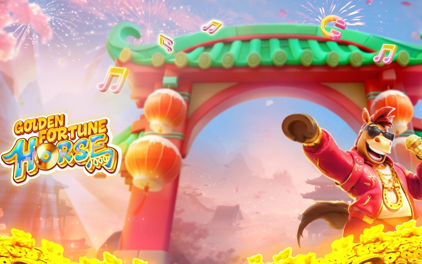 Golden Fortune Horse slot game background artwork by KingMidas Games