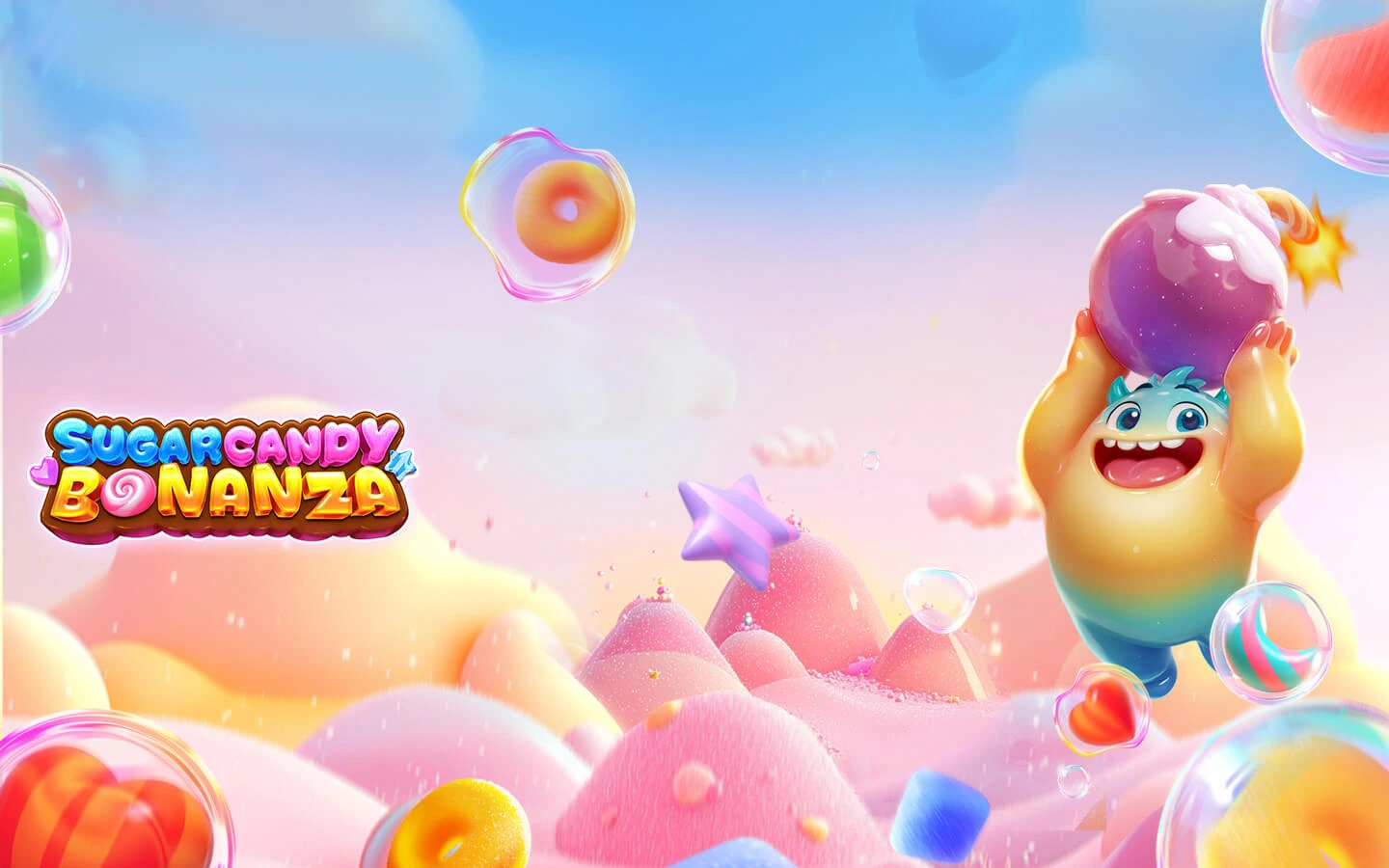 Sugar Candy Bonanza slot game background artwork by KingMidas Games